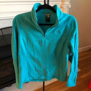 North face teal zip up